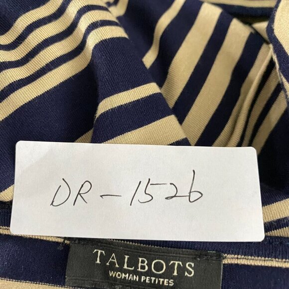 Talbots Dress Womens 3XP Jersey Knit Striped V-Neck Stretch Tie Waist DR-1526 - Picture 2 of 8